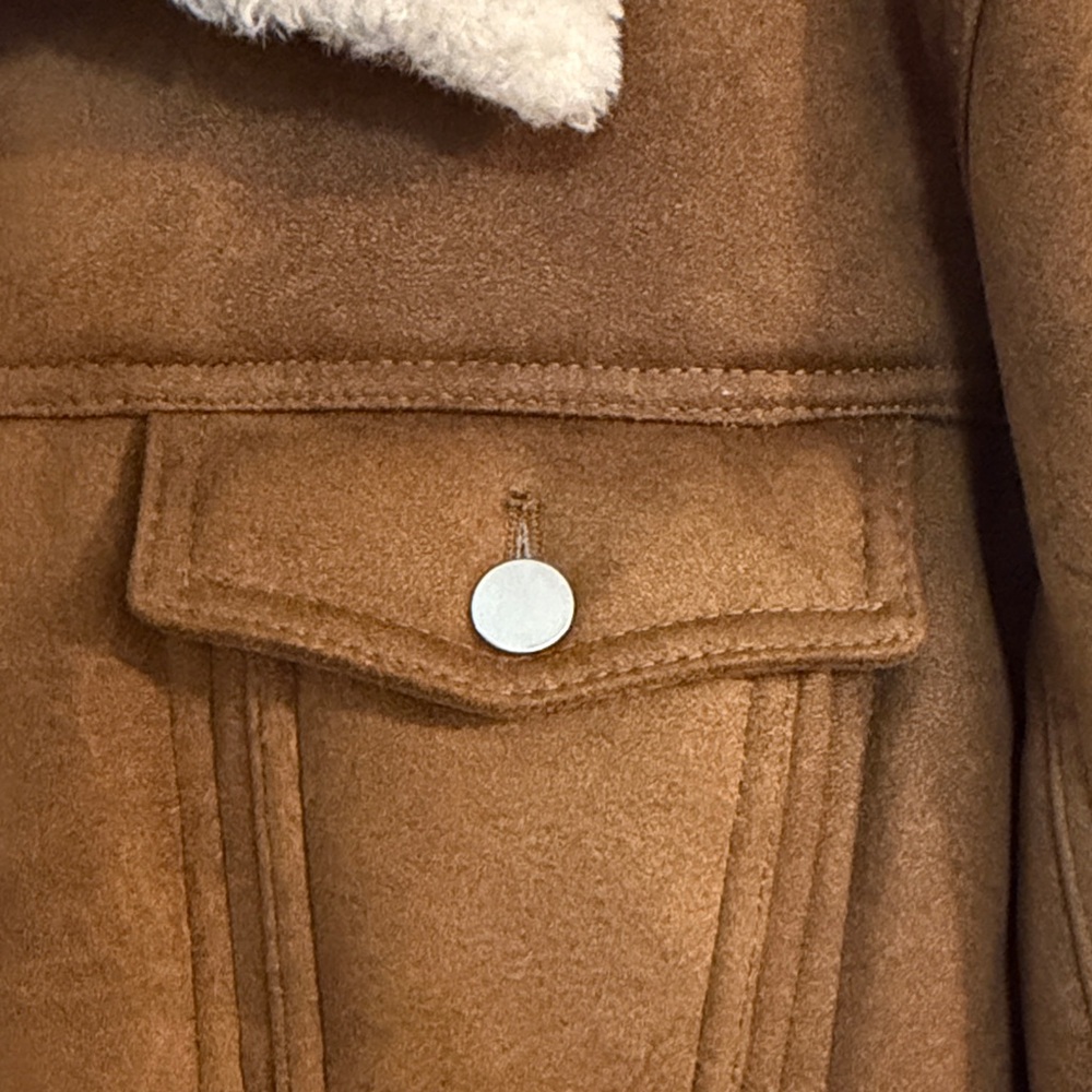 Zara Tan Sherpa-lined Bomber Jacket - Picture 3 of 6
